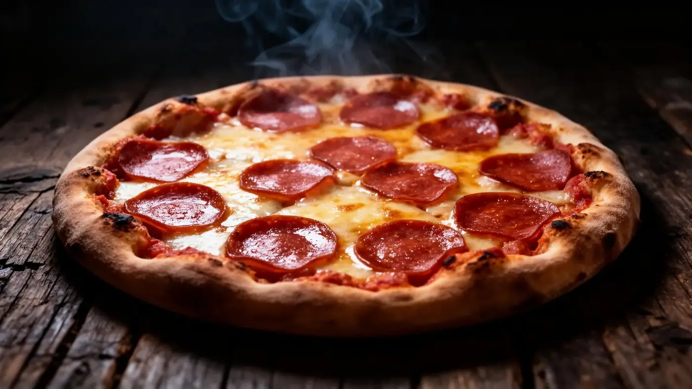 Hot pepperoni pizza